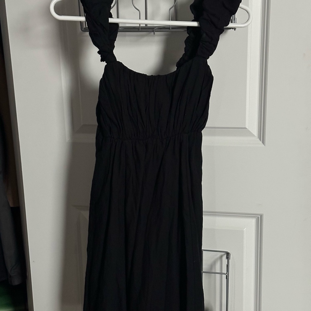 Black Abercrombie Women's Puff Strap Baby Doll Mini Dress